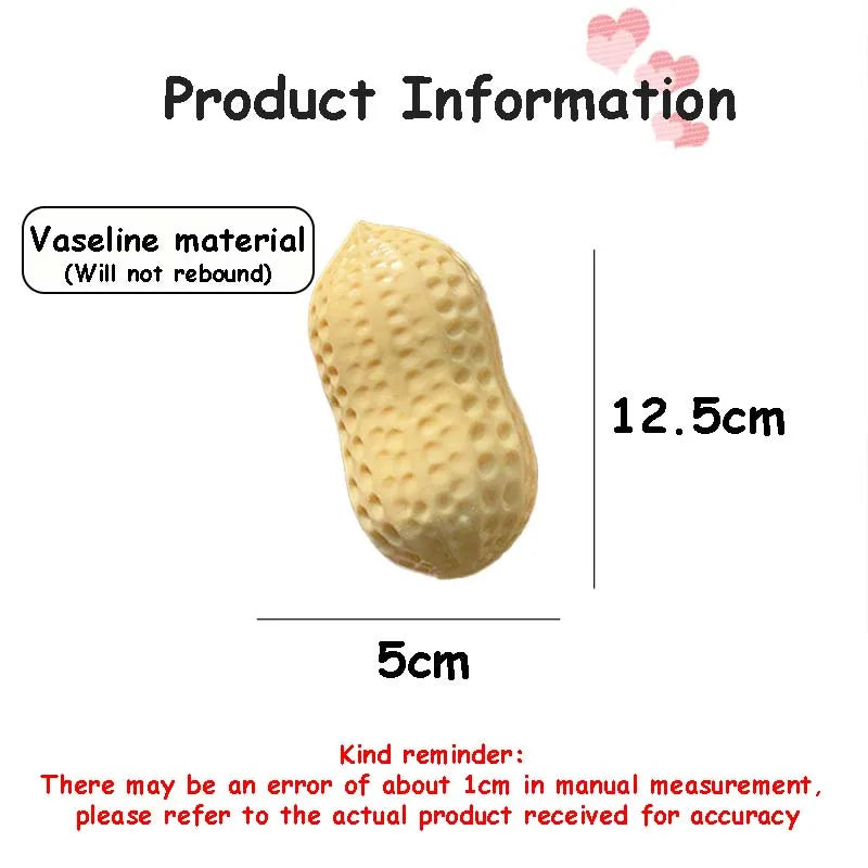 Soft Peanut Shaped Squishy Toys Slow Rising Stress Relief Toys Simulation Food Peanut Anxiety Relief Fidget Toy For Adults Gifts