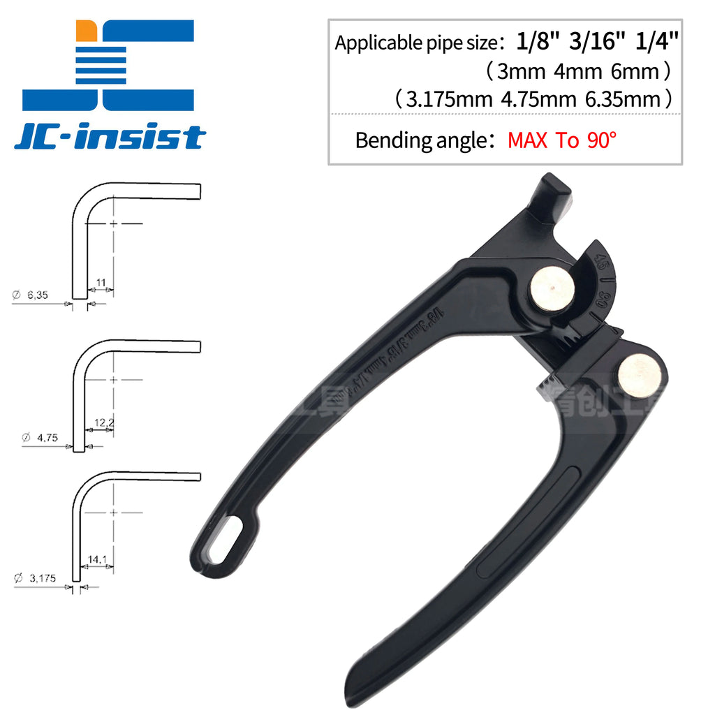 Copper Tube Bender, Tubing Bender 90°,Fuel Brake Pipe Bender Hand Tool 1/4“ 3/16” 1/8“ ,3 In 1 Pipe Tubing Bender