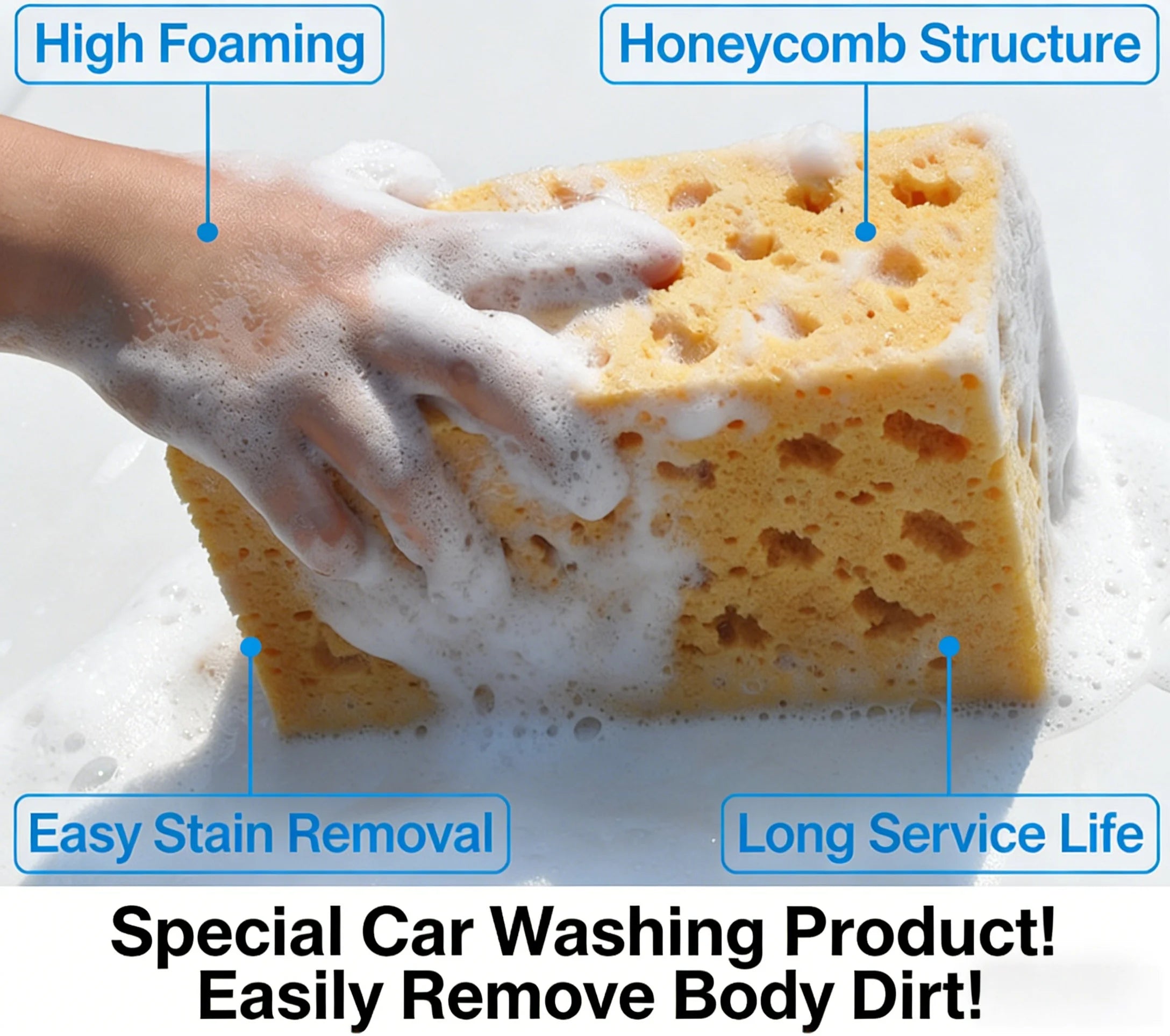 Medium Size Car Wash Sponge Coral Honeycomb Foam Non Scratch Auto Cleaning Sponge High Absorbency For Car Exterior Detailing