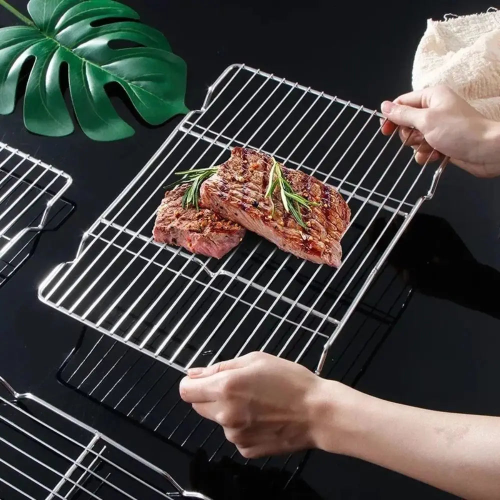 New Stainless Steel Cooling Rack Non-stick Silver Baking Tray Barbecue Cooking Mesh Shelf