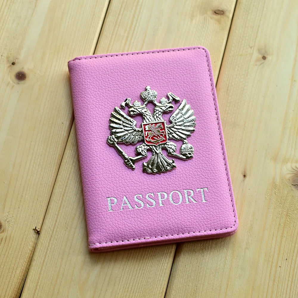 Metal Russian National Emblem Passport Cover Fashion Travel Wallet Passport Bag Travel Document Organizer Passports Clip