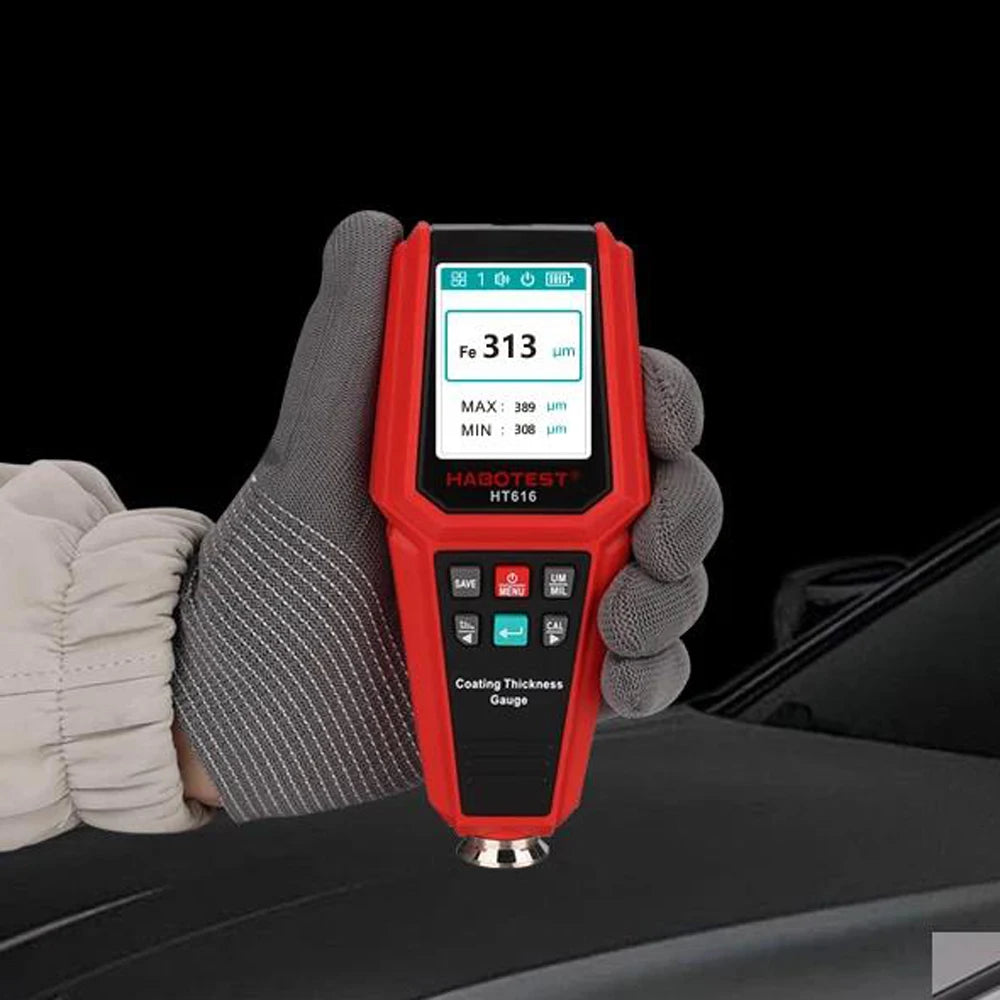 HABOTEST HT616 Car Coating Thickness Gauge 0-1500UM Car Film Paint Thickness Tester Measurement Save calibration data in groups