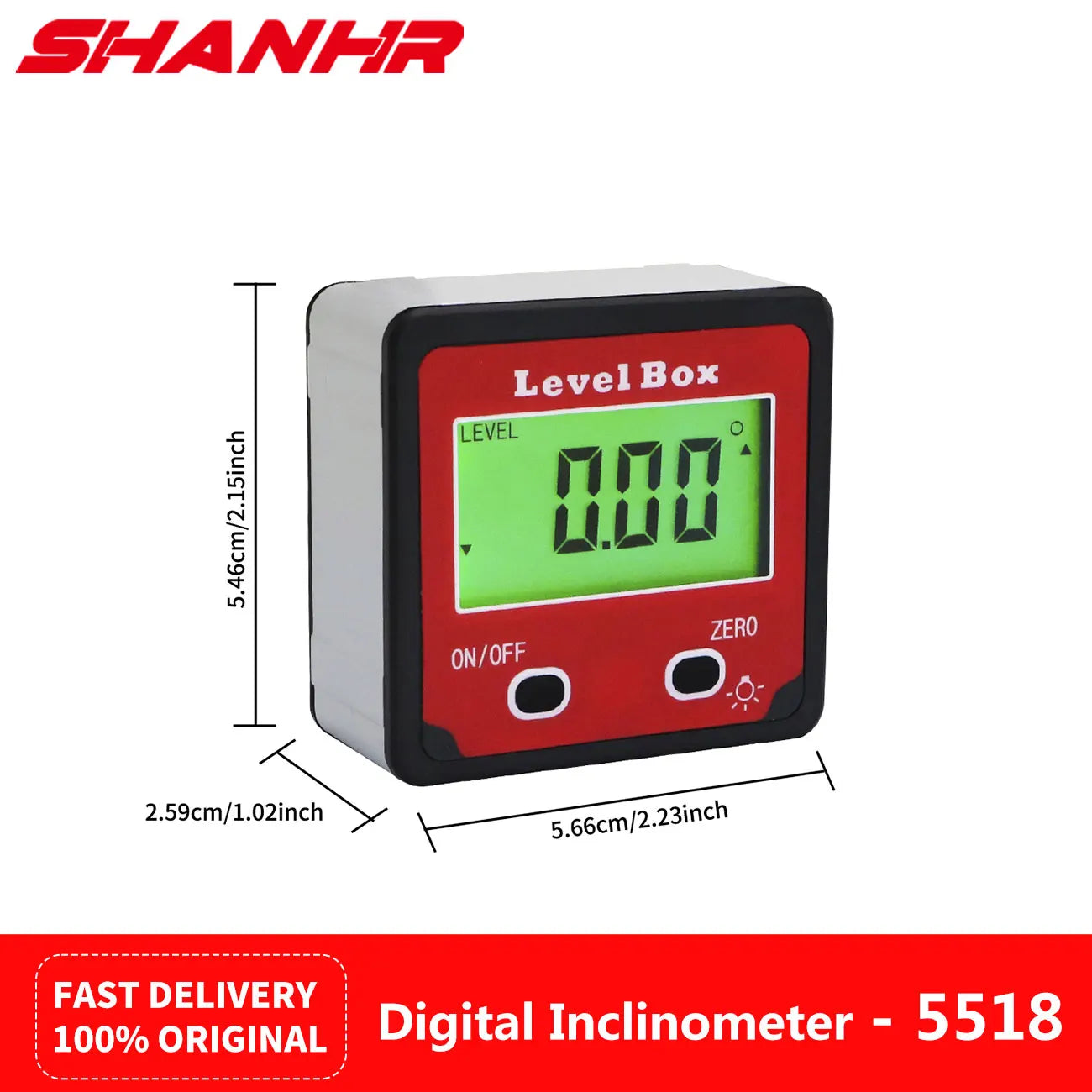 SHANHR Angle Meter Finder Protractor Level Measuring Instruments Level Box Gauge Magnetic Digital Inclinometer