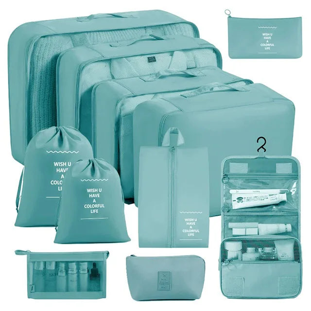 11Pcs Travel Packing Cubes Set Waterproof Luggage Organizer Drawstring Storage Bags for Clothes Shoes Underwear Cosmetic