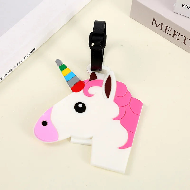 1pc Cartoon Cute Luggage Tag Creative Animal Silicone Luggage Tags Suitcase Tag Id Name Lable Small Pendant Travel Accessories