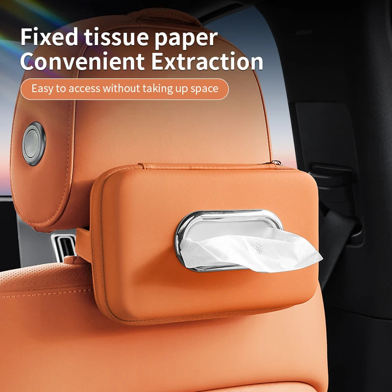 Car Mounted Tissue Box Drawer Box Creative Car Armrest Box Backrest Hanging Multifunctional Sun Visor Four-color Tissue Bag