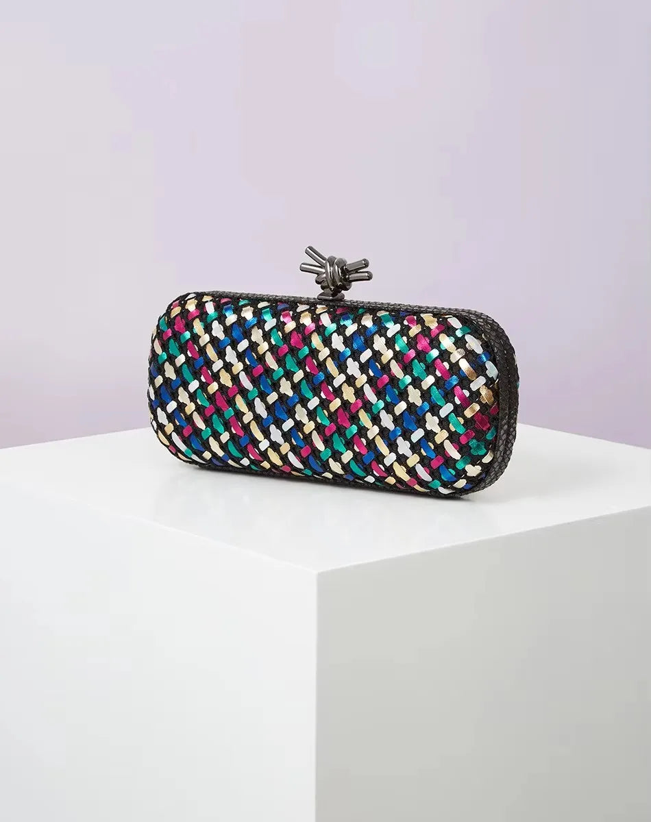 2026 New Quality Pu Woven Evening Clutch Bag with Polyester Lining for Women Dressy Evening Use Dinner and Party Bag 24 cm