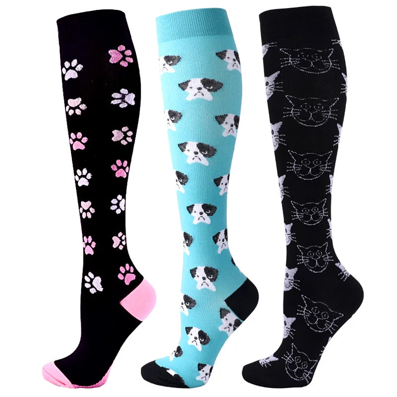 Unisex Compression Socks for Men and Women Medical Diabetes Varicose Veins Sports Socks for Running Cycling Travel Flight Yoga