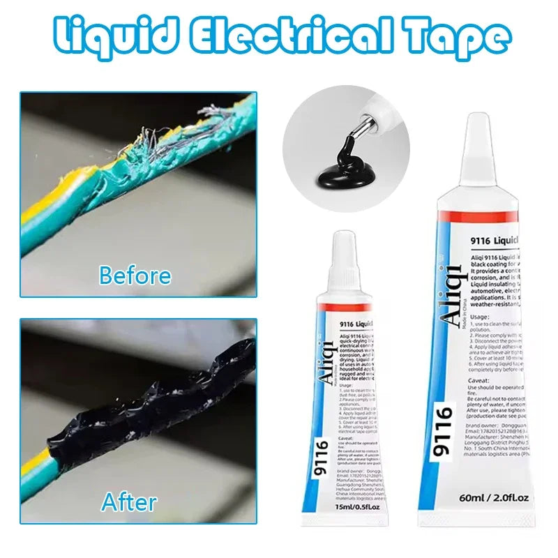 Waterproof Liquid Electrical Tape Rubber Insulating Cable Wire Coat Glue 15/60ml Insulation Adhesives Sealer Home Fix Line Glue