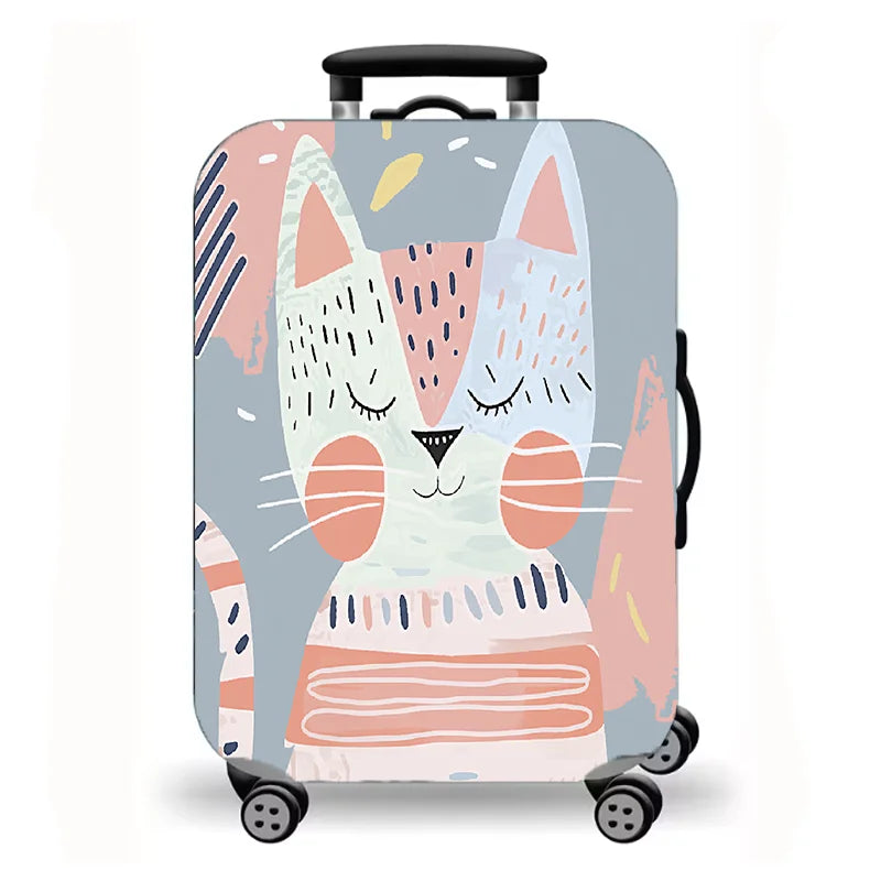 Luggage Cover, Starry Night Cat Cartoon Fantasy Print Stretch Suitcase Protector, Washable Anti-Scratch Travel Baggage Cover