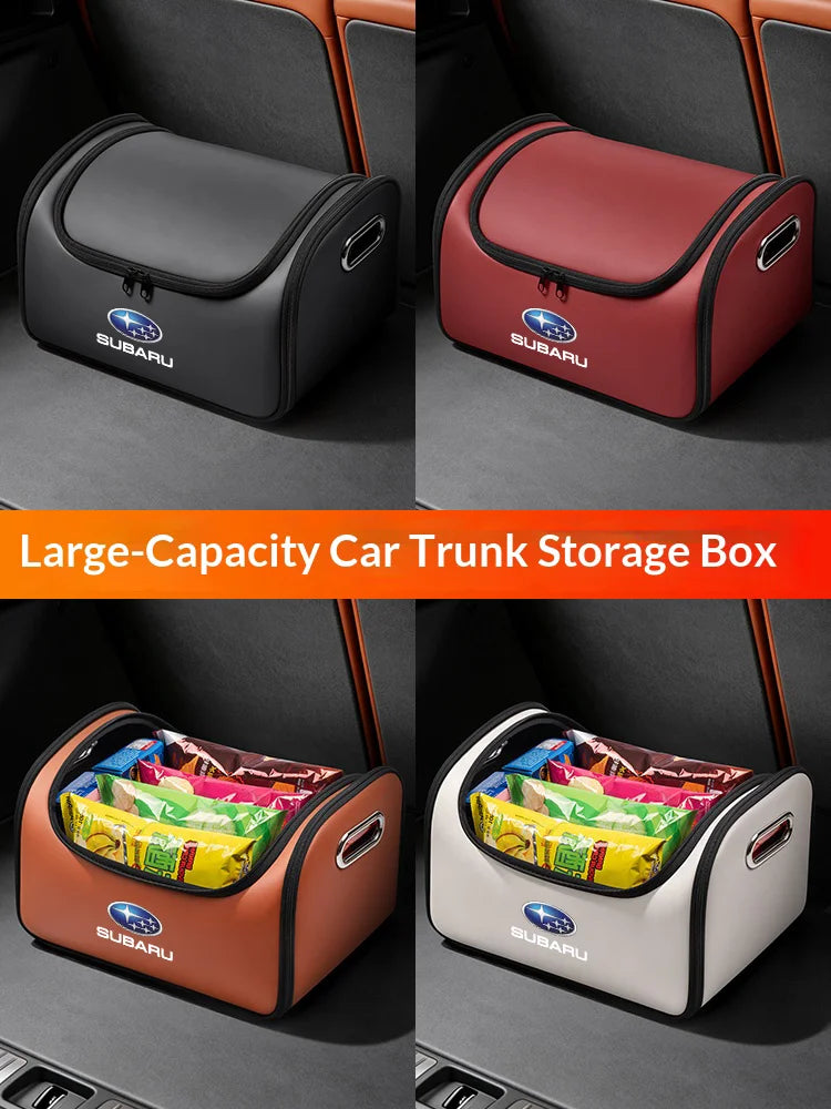 Car Leather Trunk Organizer Box Tailbox Stowing Tidying Storage Bag For Subaru Outback Brz Wrx Xv Ascent Forester Impreza Legacy