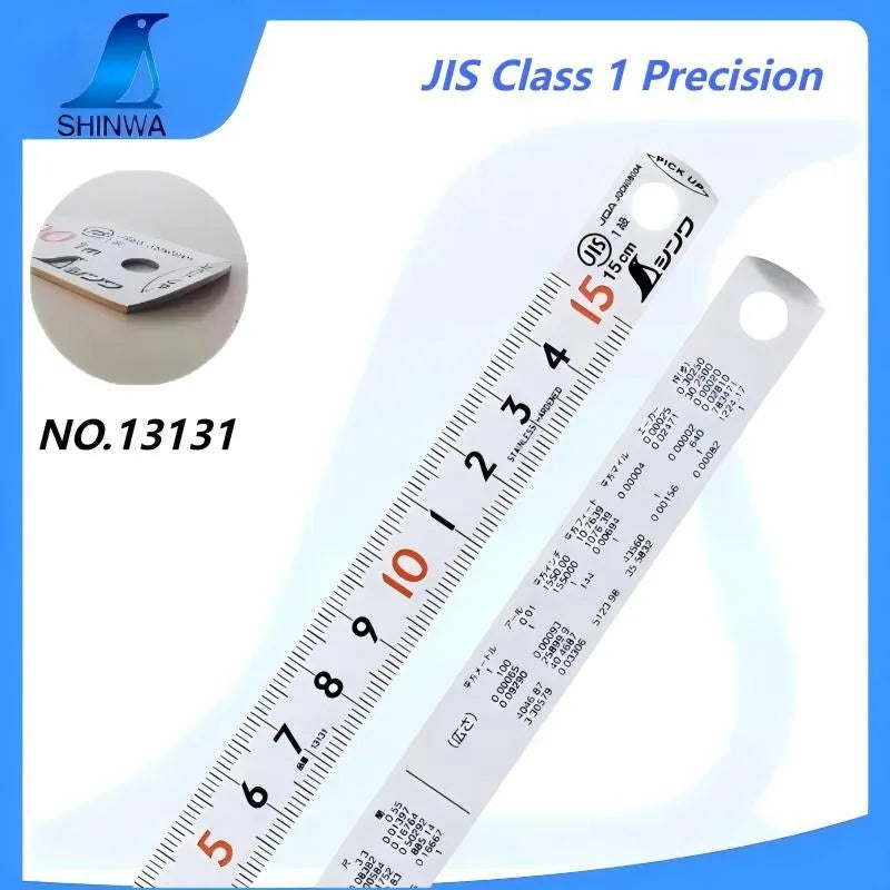 SHINWA 13131 13134 JIS Industrial-Grade High-Precision Straightedge Ruler Etched Stainless Steel Curved Ends Measuring Tool