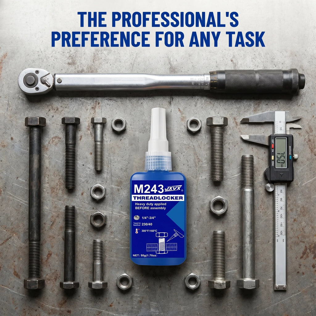 50 ml Blue 243 Medium Strength Threadlocker, Anaerobic Epoxy Sealant, Hardware Adhesive, Removable, for Nuts, Bolts, Fasteners and Metals; Prevents Loosening in the Manufacturing of