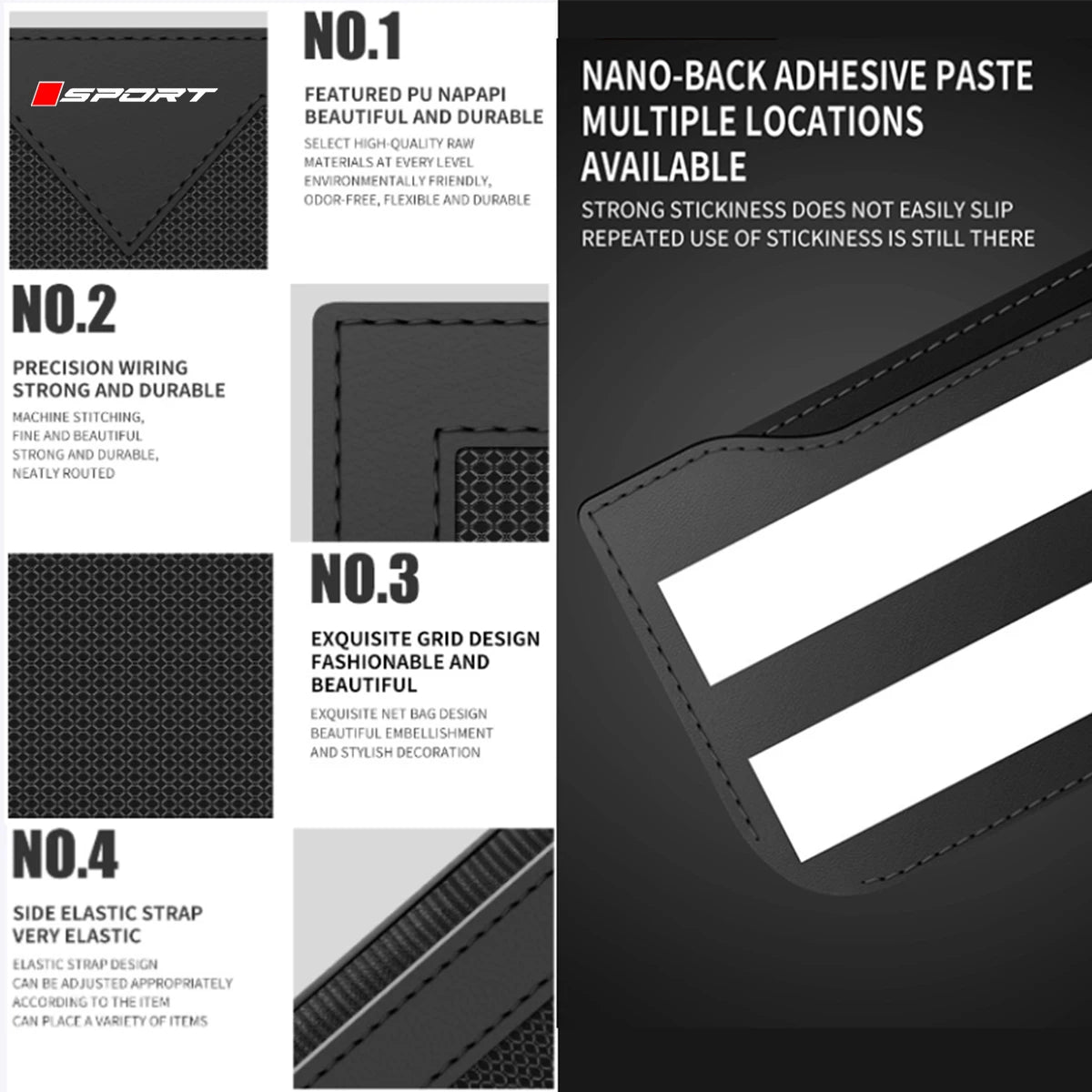 1pc Car Net Pocket Side Clutter Scattered Storage Holder For Toyota For Honda For Mazda For Mitsubishi For Jeep For MG