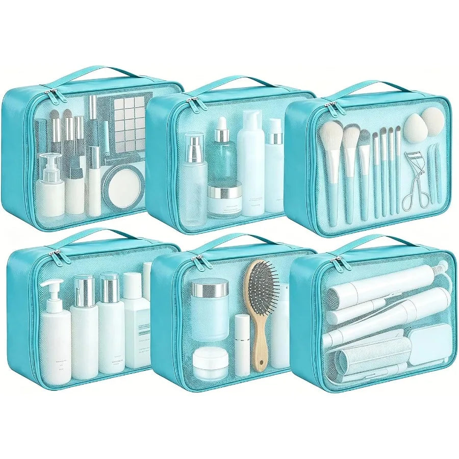 4/6Pcs Foldable Packing Cubes Luggage Packing Organizers for Travel Lightweight,See Through Breathable Mesh Design 40*30*12CM