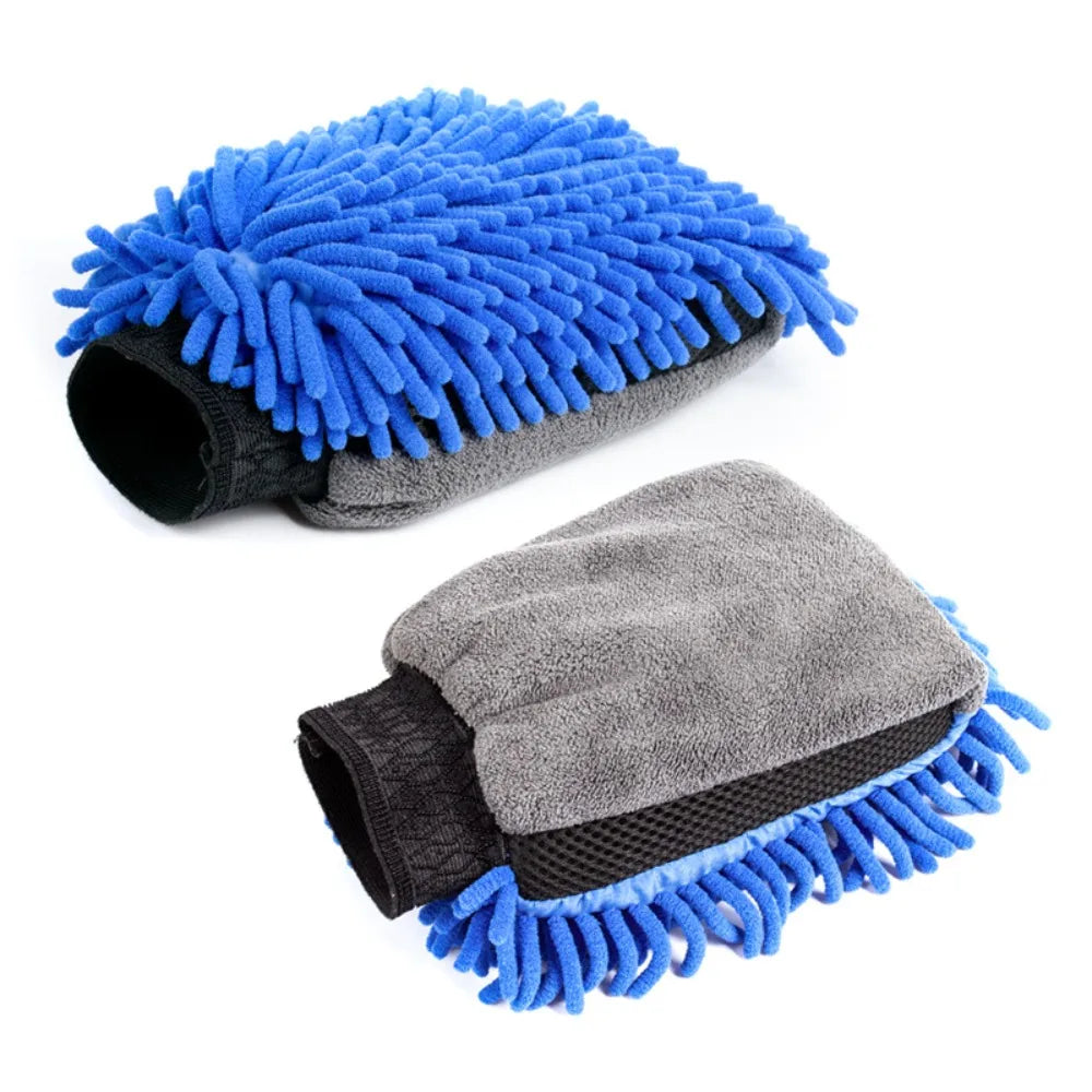 Car Chenille Car Wash Gloves Thickened Waterproof Car Wipe Gloves Car Coral Fleece Double-sided Car Cleaning Tool