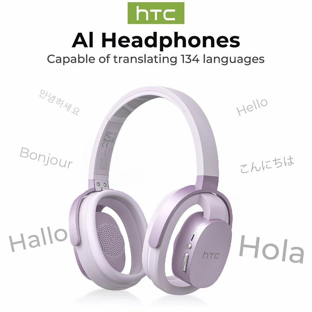 Wireless Game Earphones HTC HP07 AI Translator Headset with Mic, Comfortable Sports Headband, Immersive Audio for Running Gym