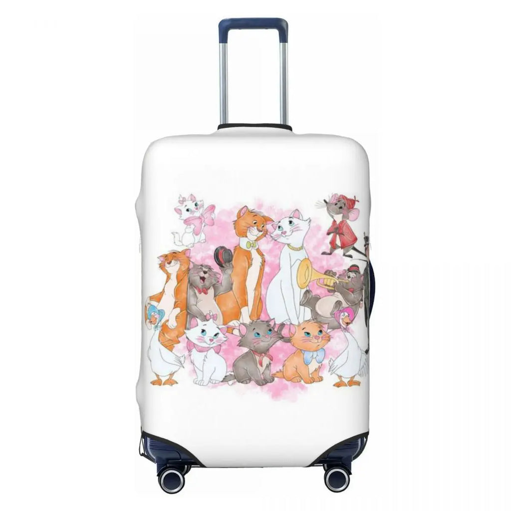 CustomM-Marie Cat Cartoon Travel Luggage Cover Elastic Suitcase Cover Protector Fit 18-32 Inch