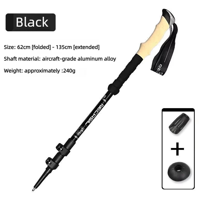 1pcs Aluminum Outdoor Hiking Anti Shock Walking Sticks Telescopic Trekking Climbing Poles Ultralight Walking Canes 135CM