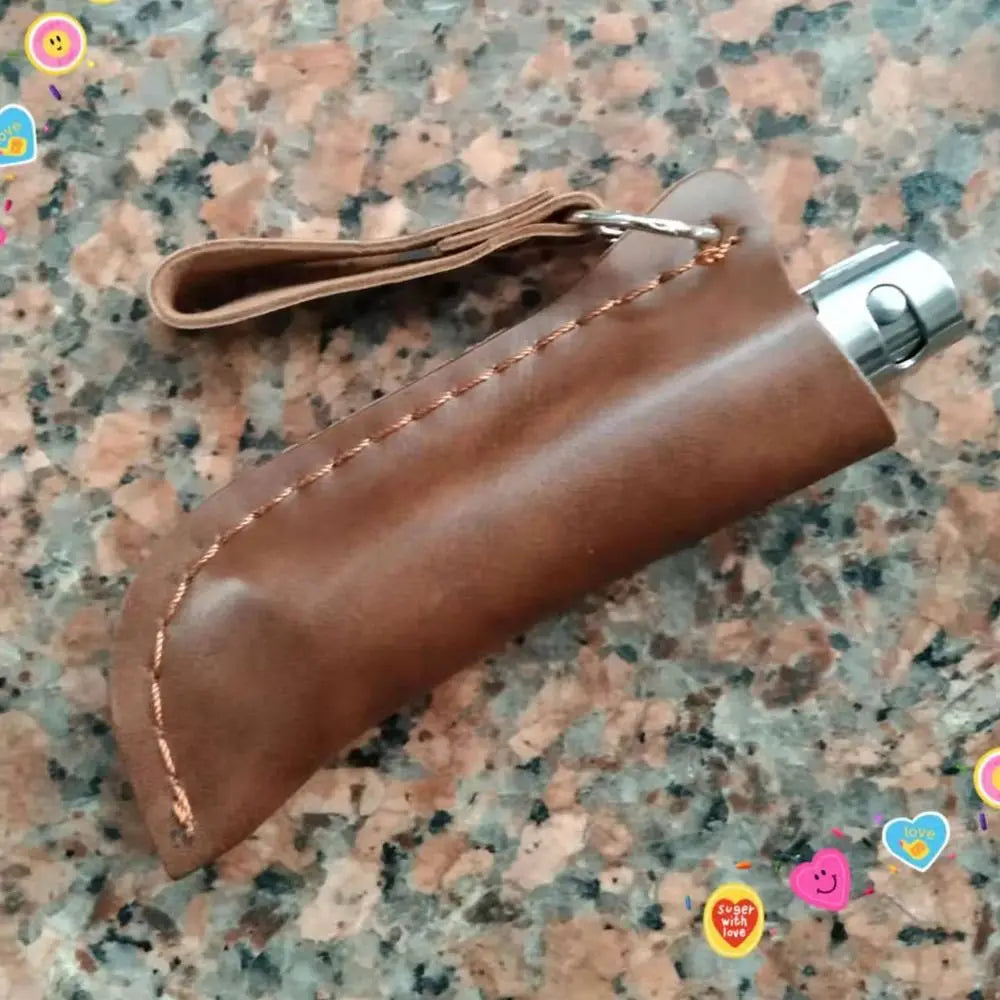 Outdoor Equipment Pocket Hunt Leather Sheath Holder Belt Loop Case Straight Knife Tool Camp Outdoor Carry Flashlight Case