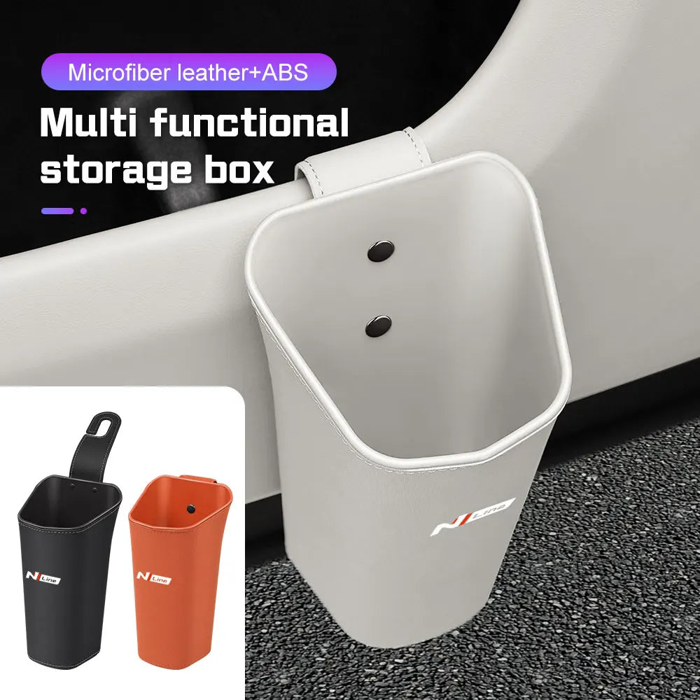Car Seat Back Trash can For Hyundai N Line Sonata I20 Elantra Santafe Accent Tucson water cup holder Door Storage Bin Accessory