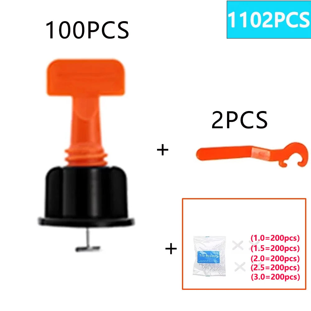 11-1202PCS Floor Tile Leveling System Clips Construction Tool Set Leveler Adjuster Tile Wall Laying Manual Tools Locator Spacers