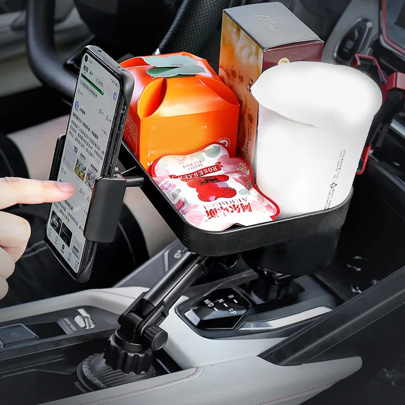 Adjustable Car Cup Holder Tray 360 Degree Rotatable Car Table For Phone Slot Food Organized Drink Holder In Car Accesories