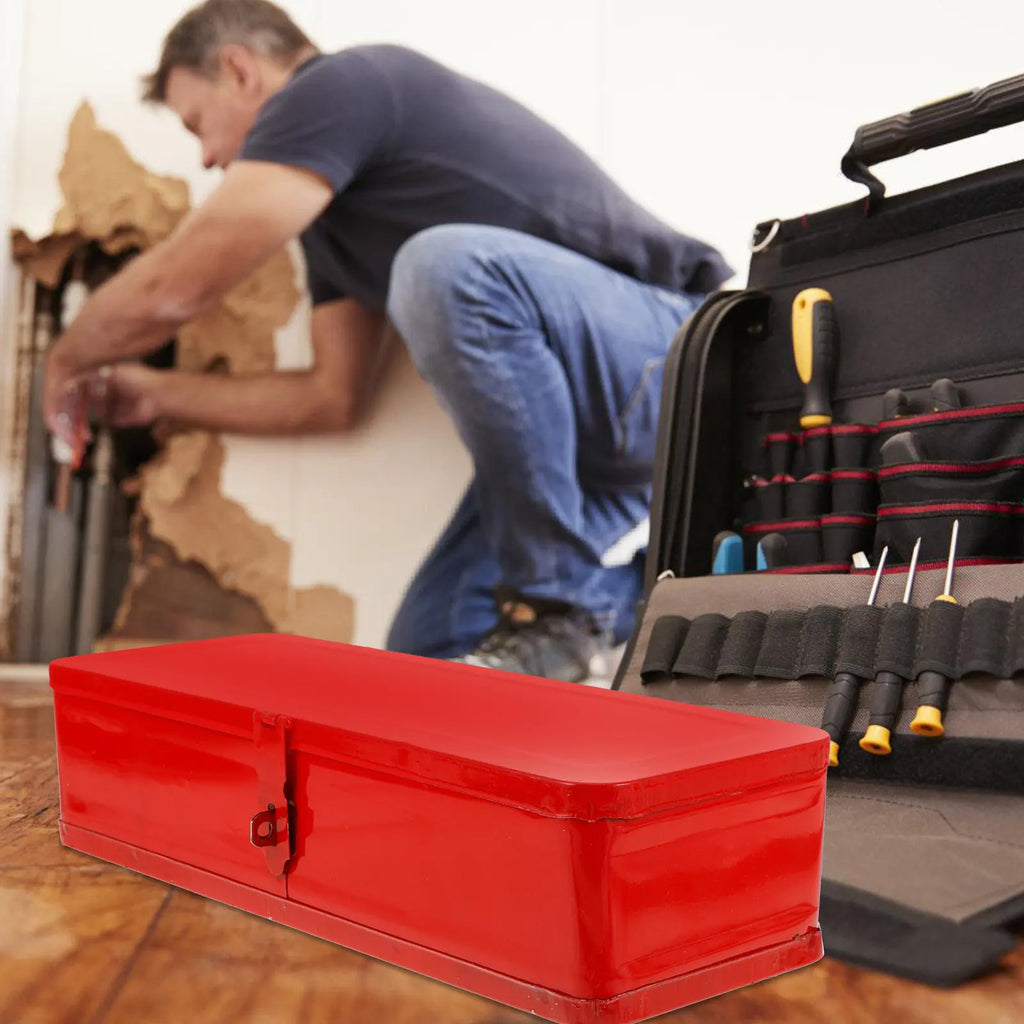 Stylish Thickened Iron Tool Box Large Capacity Portable Metal Toolbox for Mechanics Workshop Car Tool Storage Organizer