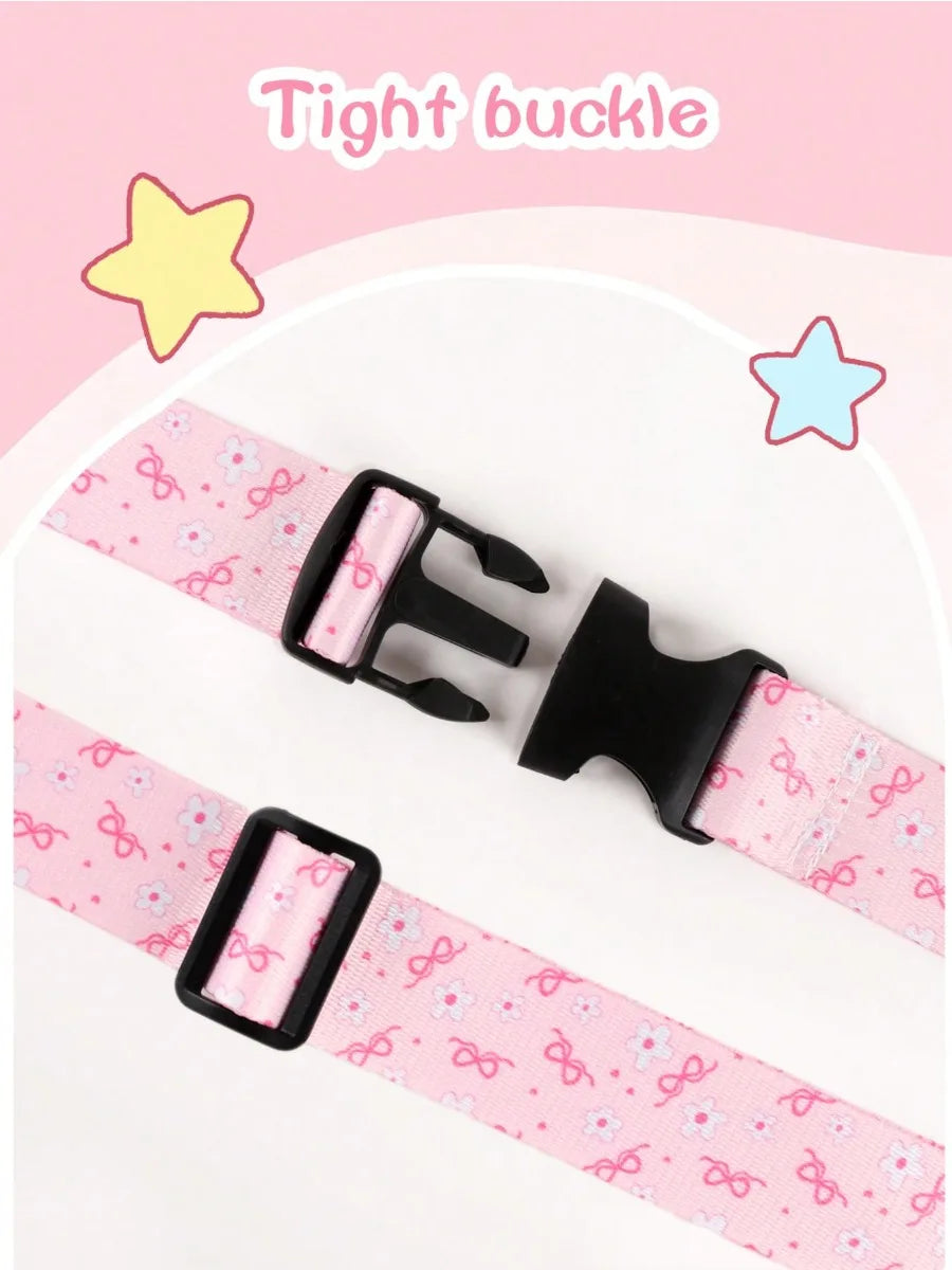 Small Fresh Print  Adjustable Luggage Strap for Suitcase, Soft Fabric Travel Belt with Buckle, Lightweight Bag Strap for Women
