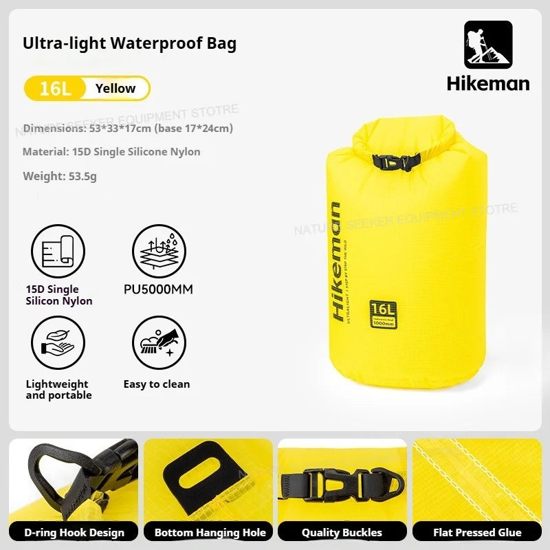 HIKEMAN Ultralight Storage Bag Silicon Coated Waterproof Bag Camping Clothing Stuff Sack Outdoor Compression Bag