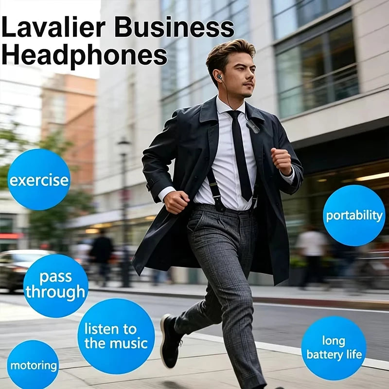 X200-NEW Lavalier Business Headphone Bluetooth 5.3 Talk/Music/exercise Time 20 Hours,LED Digital Display Wireless Earphones
