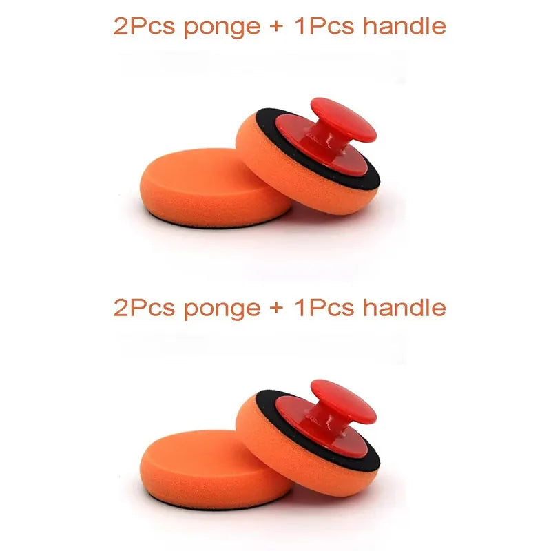 1-6set 4 Inch Car Wax Applicator Pads Set with Red Handle Soft Sponge Applicators Foam Wax Pad for Polishing and Cleaning Cars