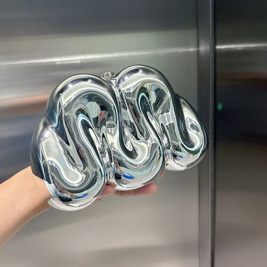 Personalized design acrylic bag, special-shaped bag, metallic glossy clutch bag