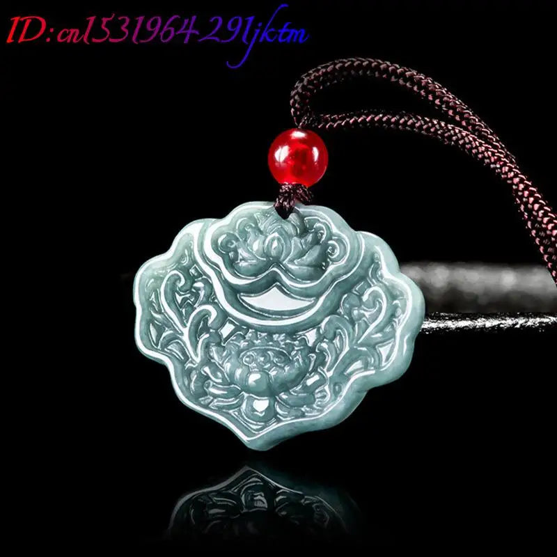 Burmese Jadeite Lotus Pendant Necklace Fashion Accessories Carved Amulet Burmese Jade Natural Gemstone Real Jewelry Talismans