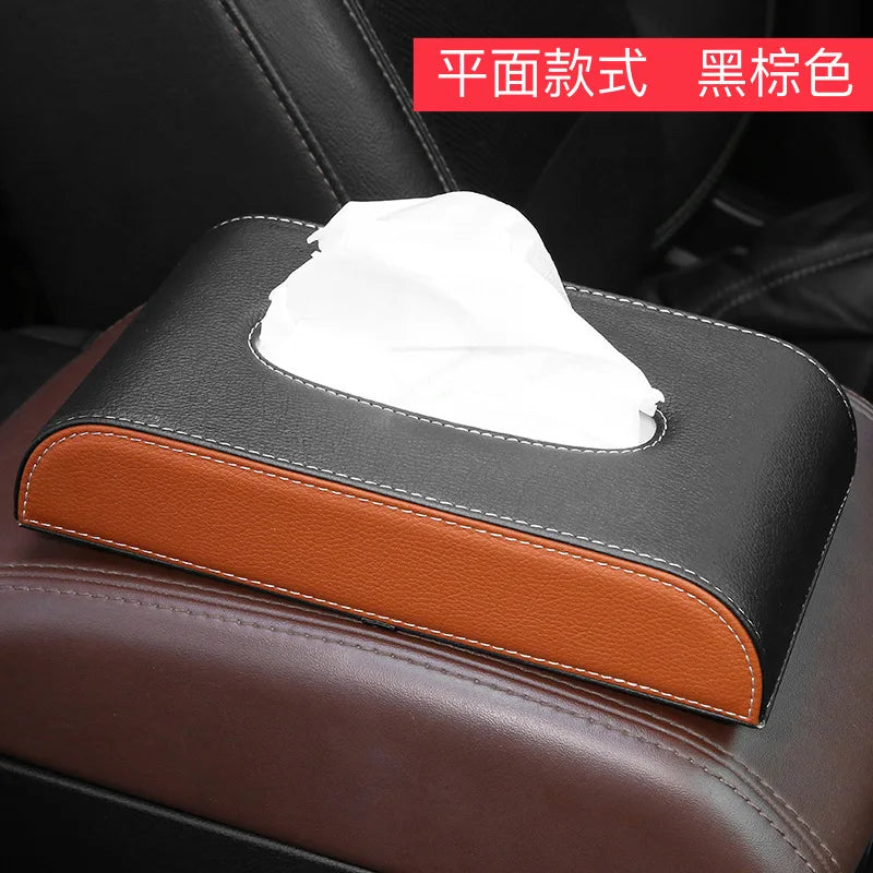 YJANG New Soft Leather Car Sunshade Plate Tissue Box Universal Auto Interior Paper Towel Storage Bag Sun Visor Tissue Boxes