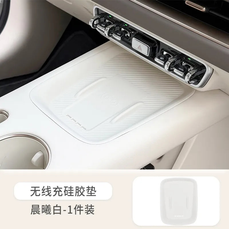 For 2026 GWM ORA 5 Dawn White Armrest Storage Box Under Console Organizer Cup Holder Phone Slot Storage Tray Interior Accessory