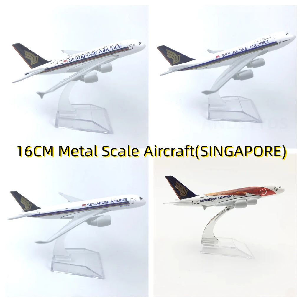16cm Airline Models Singapore Airlines A380 /A350 /B747 Model Airplane Diecast Metal 1/400 Scale Toy Planes Collected Gift