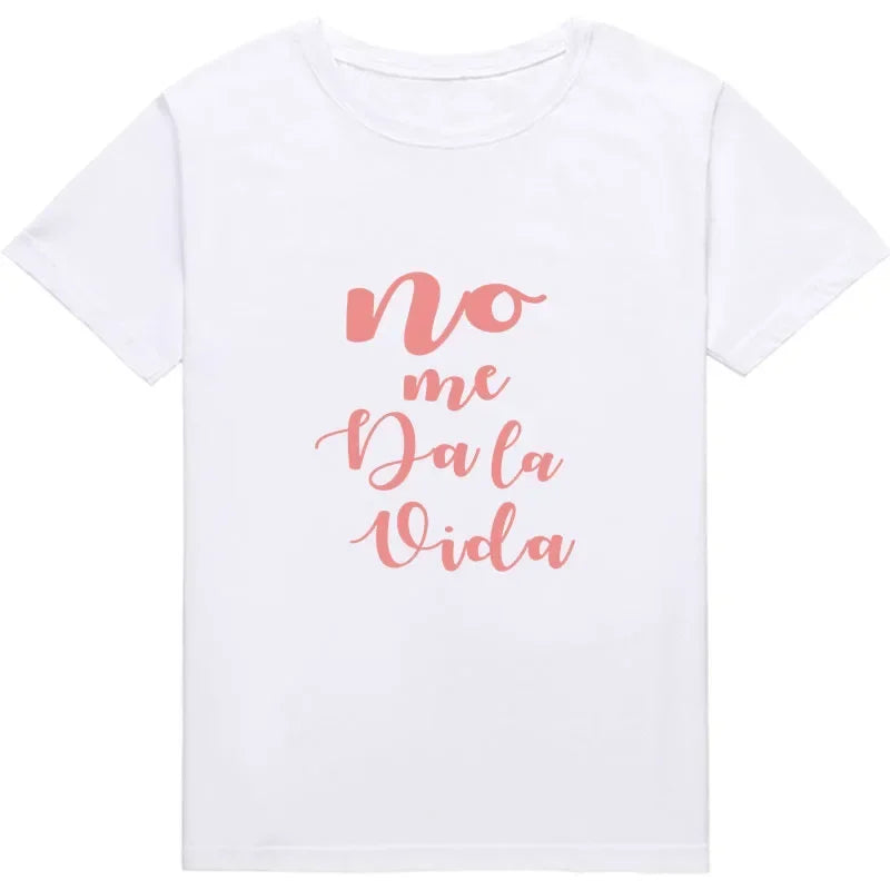 Casual Basics Ocollar White Shirt Short Sleeve Ladies T-shirt Drop Ship Letter It Doesn't Give Me Life Print Ladies T-shirt