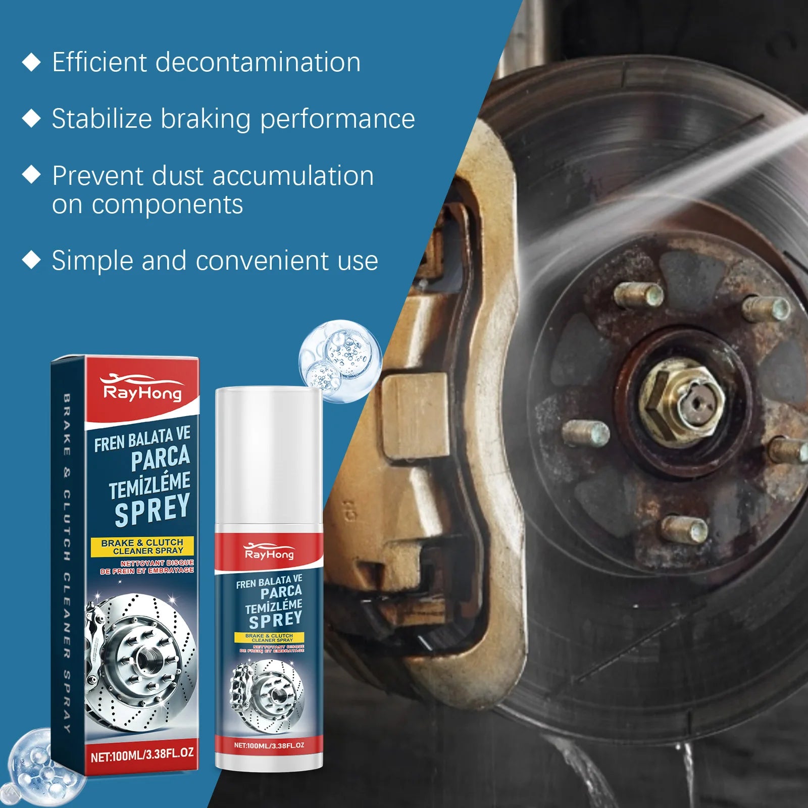 Brake Cleaner Spray Fast Evaporating Dust Remove Disc Clean Prevent Noise Corrosion Inhibitor Car Wheel Brake Polish Agent 100ml