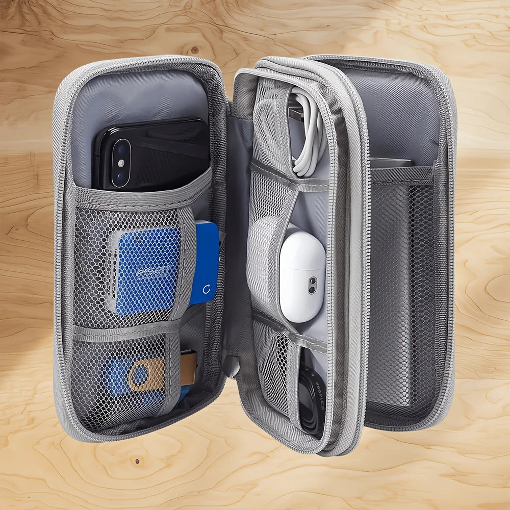 Cable Organizer Bag Double Layer Waterproof Portable Travel Digital Accessories for Power Bank Earphone Charger USB Cord Phone