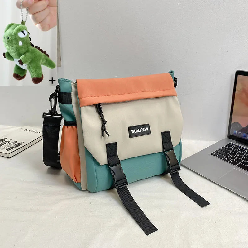 Japanese Simple Men Messenger Bag Korean Bag Student Nylon Waterproof Canvas Bag Tide Shoulder Crossbody Bags for Women Satchel