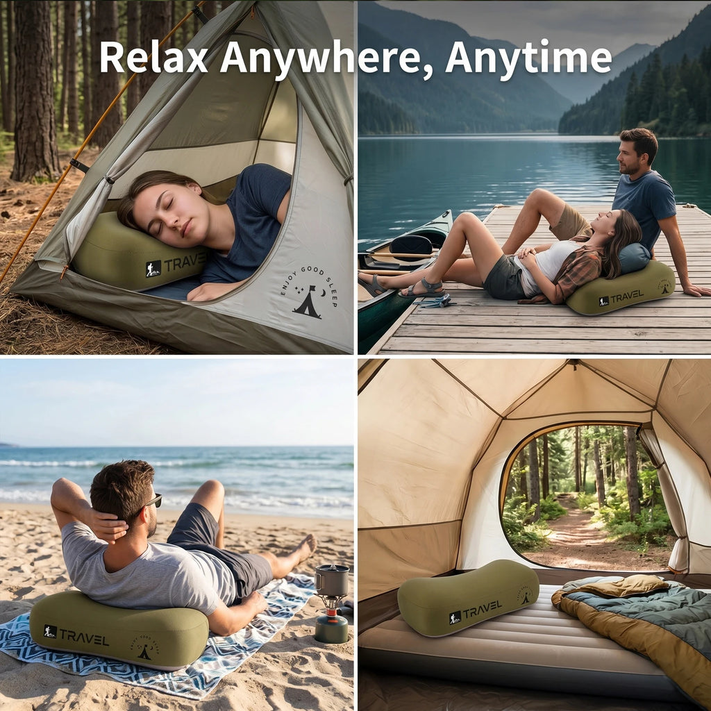 Ultralight Camping Memory Foam Pillow, Travel Backpacking Pillow with Removable Cover for Neck Lumbar Support, Hiking Outdoor