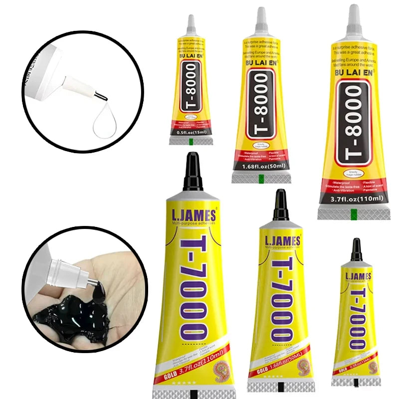 T8000 Precision Glue Jewelry Rhinestone Shoe Phone Repair DIY T7000 Adhesive Crystal Clothes Textiles Logo Patches Leather Bond