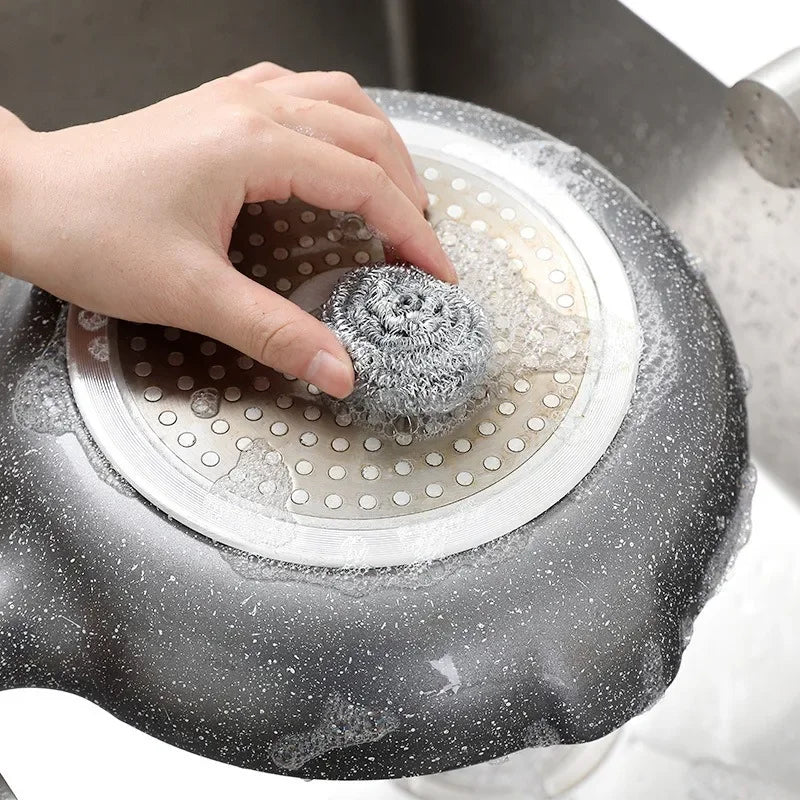 Steel Wire Dishwashing Ball Stainless Steel Heavy Duty Wire Steel Cleaning Ball Pots Pans Dishes Rust Removal Cleaner Brushes