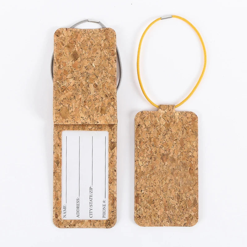 High Quality Cork Leather Luggage Tag Suitcase Identifier Label Baggage Boarding Bag Tag ID Address Holder PU Travel Accessories