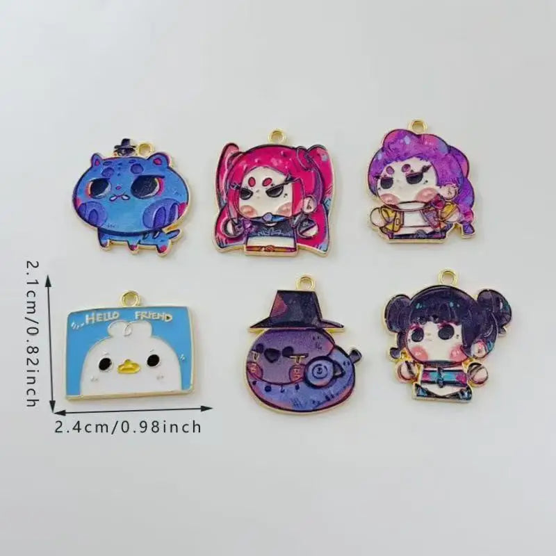 10pcs Cartoon Anime Pendant Oil Drop Alloy DIY Earrings Keychain Pendant Accessories
