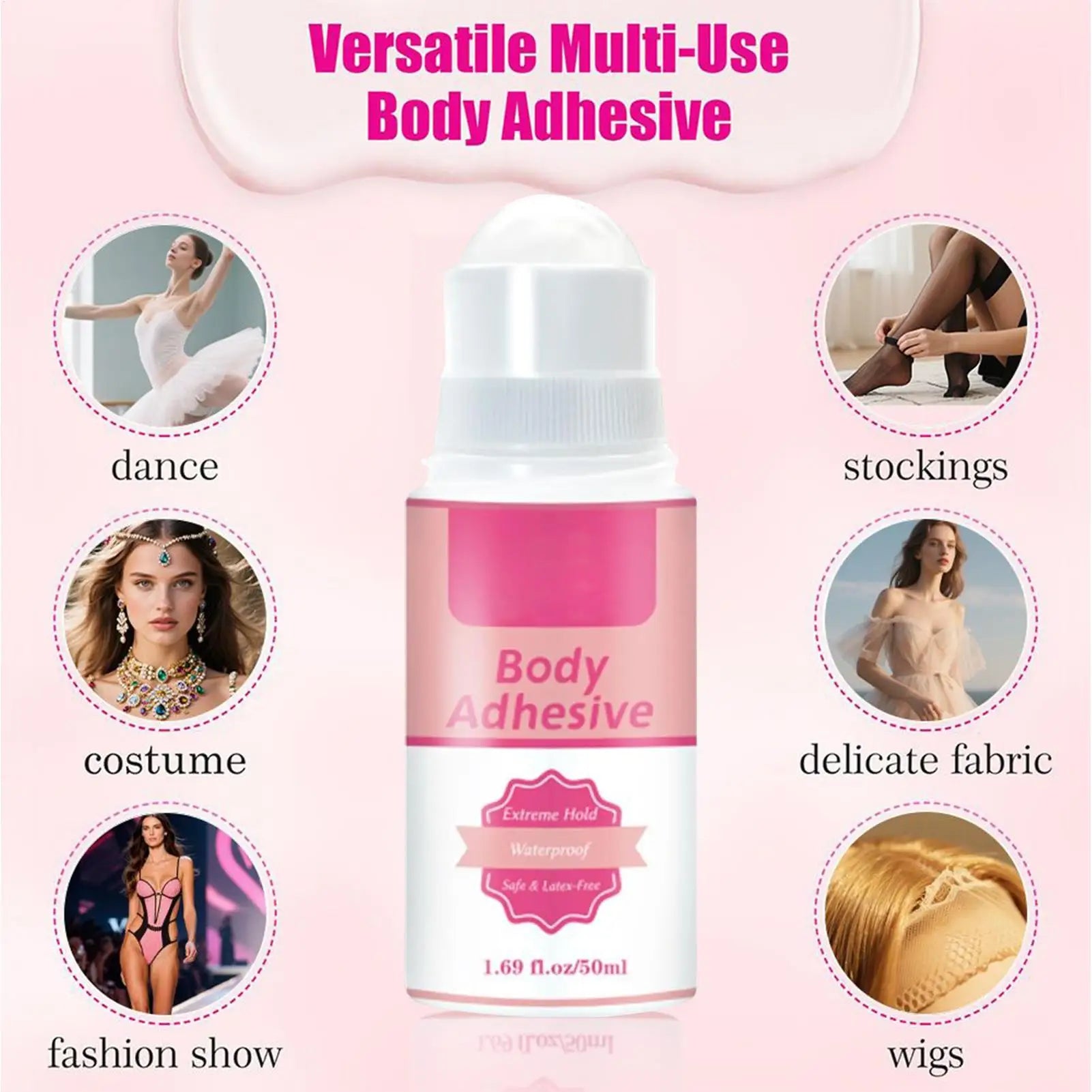 Anti-Slip Glue Roll On Skin Adhesive For Clothing Dress Body Skin Anti-exposure Bra Non-slip Fixed Sweat-Resistant Invisible