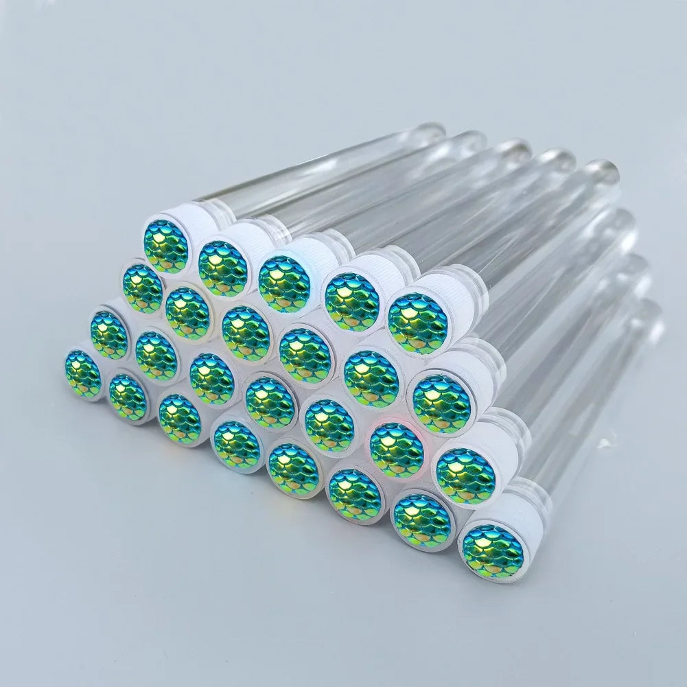 50pcs Reusable Mascara Wand Tube for Eyelash Extension Spoolies Cleaning Eyebrow Brush Shiny Resin Drill Replaceable Dust-proof