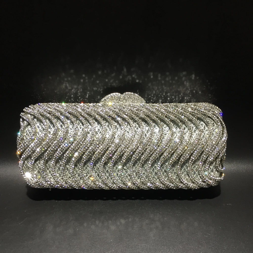 Luxury luxury crystal clutch bag elegant S-shaped striped wallet bridal wedding party ladies evening bag