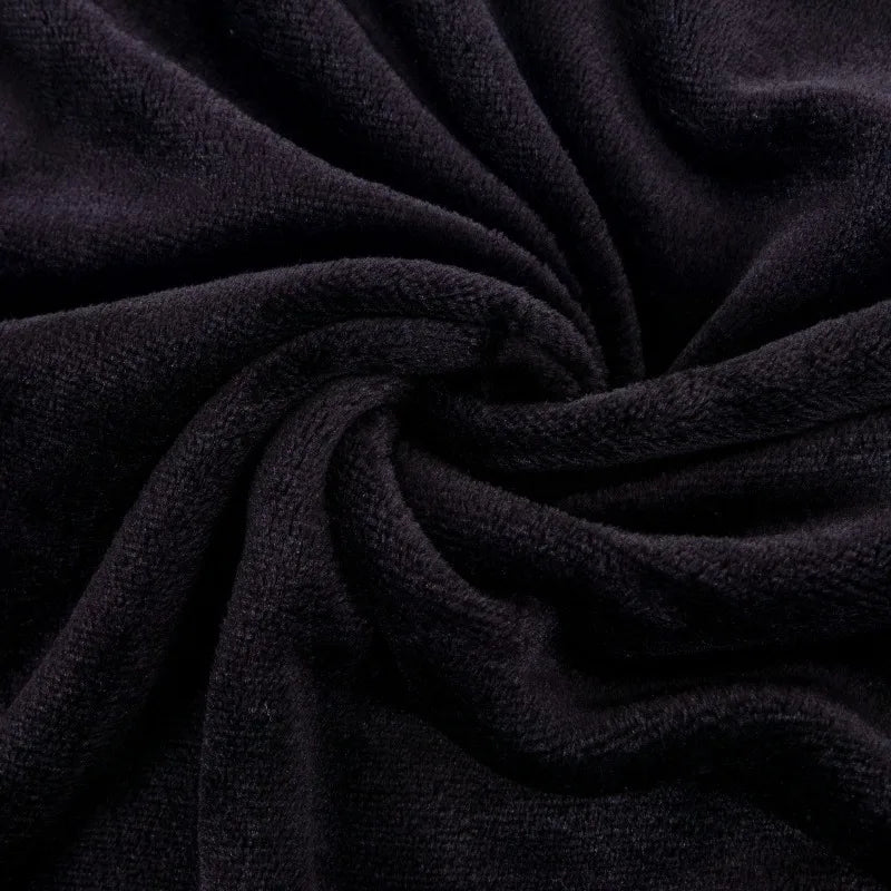 250GSM Black Flannel Blanket Soft Plush Fleece Throw Warm Cozy Bed Cover for Sofa Bedroom All Season Blanket Queen King Size